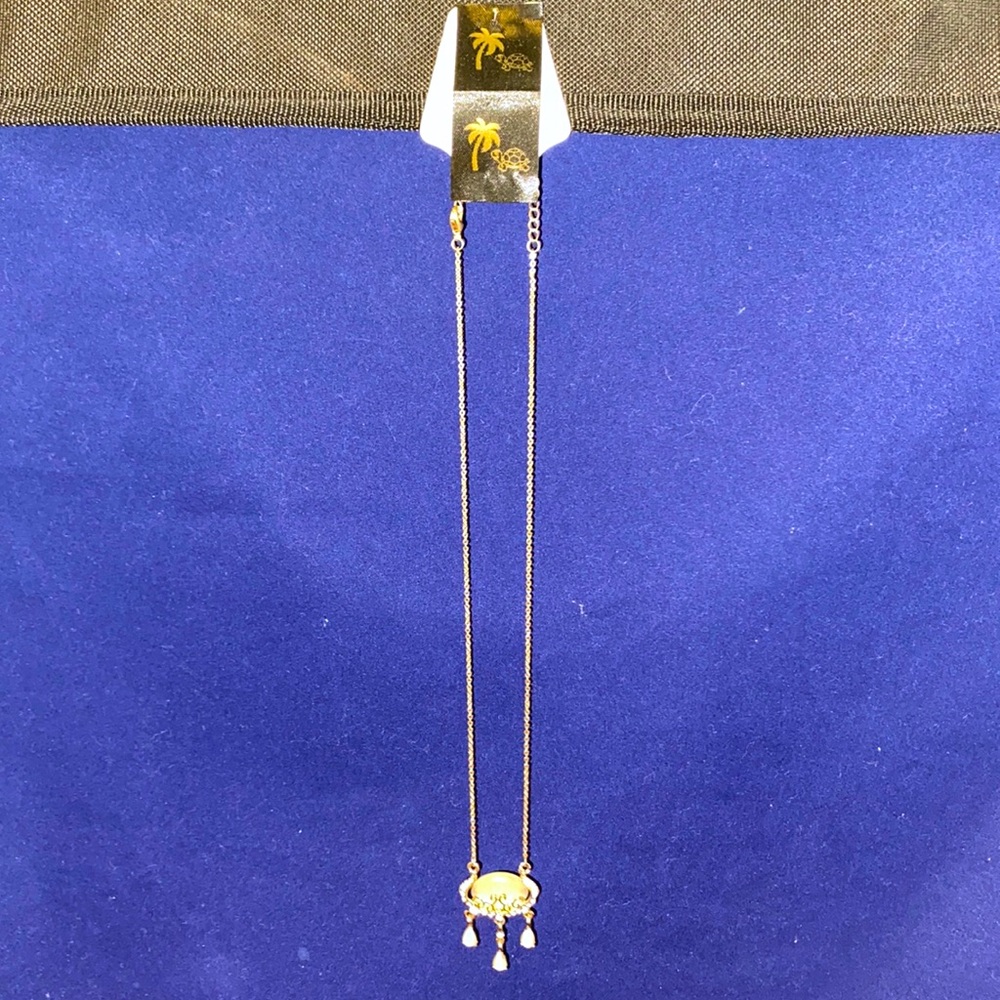 14k gold plated necklace with opal bling charm